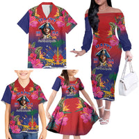 Haiti Toussaint Louverture Personalized Family Matching Off The Shoulder Long Sleeve Dress and Hawaiian Shirt Haitian Revolution 1804