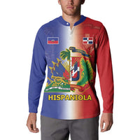 Hispaniola Personalized Button Sweatshirt Dominican Republic Haiti Map