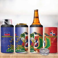 Hispaniola Personalized 4 in 1 Can Cooler Tumbler Dominican Republic Haiti Map