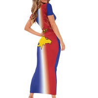 Hispaniola Personalized Family Matching Short Sleeve Bodycon Dress and Hawaiian Shirt Dominican Republic Haiti Map