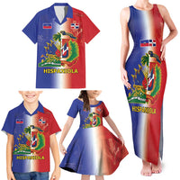 Hispaniola Personalized Family Matching Tank Maxi Dress and Hawaiian Shirt Dominican Republic Haiti Map