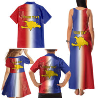 Hispaniola Personalized Family Matching Tank Maxi Dress and Hawaiian Shirt Dominican Republic Haiti Map