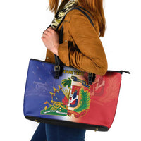 Hispaniola Personalized Leather Tote Bag Dominican Republic Haiti Map