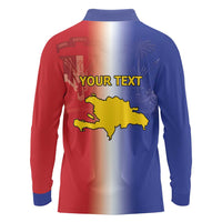 Hispaniola Personalized Long Sleeve Polo Shirt Dominican Republic Haiti Map