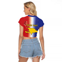Hispaniola Personalized Raglan Cropped T Shirt Dominican Republic Haiti Map