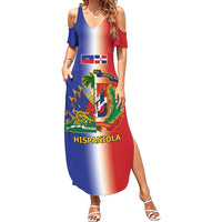 Hispaniola Personalized Summer Maxi Dress Dominican Republic Haiti Map
