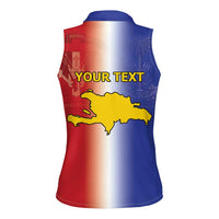 Hispaniola Personalized Women Sleeveless Polo Shirt Dominican Republic Haiti Map
