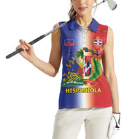 Hispaniola Personalized Women Sleeveless Polo Shirt Dominican Republic Haiti Map