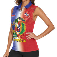 Hispaniola Personalized Women Sleeveless Polo Shirt Dominican Republic Haiti Map