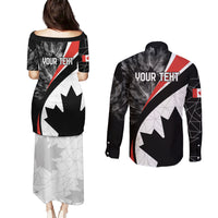 Personalized Canada Day Sine 1867 Couples Matching Puletasi and Long Sleeve Button Shirt With National Maple Leaf LT9 - Wonder Print Shop