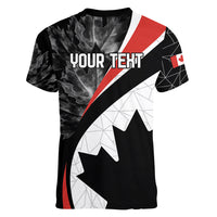 Personalized Canada Day Sine 1867 Women V-Neck T-Shirt With National Maple Leaf - Wonder Print Shop