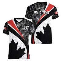 Personalized Canada Day Sine 1867 Women V-Neck T-Shirt With National Maple Leaf - Wonder Print Shop