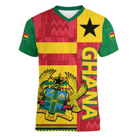 Ghana Women V Neck T Shirt Republic Day - African Kitenge Style - Wonder Print Shop