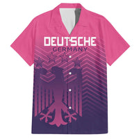 Custom Germany Football Family Matching Off Shoulder Short Dress and Hawaiian Shirt Glowing Pink Line LT9 - Wonder Print Shop