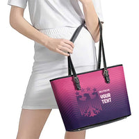 Custom Germany Football Leather Tote Bag Glowing Pink Line - Wonder Print Shop