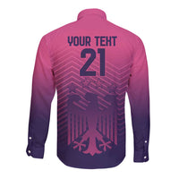 Custom Germany Football Long Sleeve Button Shirt Glowing Pink Line - Wonder Print Shop