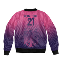 Custom Germany Football Sleeve Zip Bomber Jacket Glowing Pink Line - Wonder Print Shop