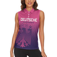 Custom Germany Football Women Sleeveless Polo Shirt Glowing Pink Line - Wonder Print Shop