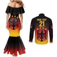Custom Germany Football Couples Matching Mermaid Dress and Long Sleeve Button Shirt Special Black Eagle Flag Style