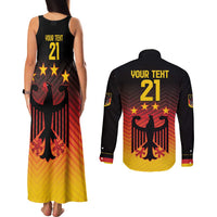 Custom Germany Football Couples Matching Tank Maxi Dress and Long Sleeve Button Shirt Special Black Eagle Flag Style LT9 - Wonder Print Shop