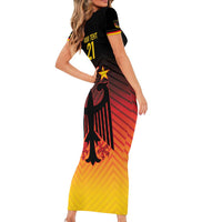 Custom Germany Football Short Sleeve Bodycon Dress Special Black Eagle Flag Style - Wonder Print Shop