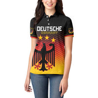 Custom Germany Football Women Polo Shirt Special Black Eagle Flag Style - Wonder Print Shop