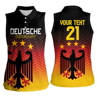Custom Germany Football Women Sleeveless Polo Shirt Special Black Eagle Flag Style - Wonder Print Shop