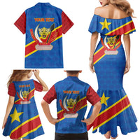 Democratic Republic of the Congo Personalized Family Matching Mermaid Dress and Hawaiian Shirt Flag Style - Wonder Print Shop