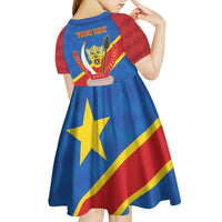 Democratic Republic of the Congo Personalized Kid Short Sleeve Dress Flag Style - Wonder Print Shop