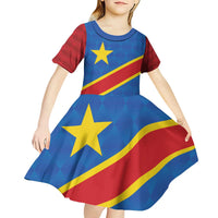 Democratic Republic of the Congo Personalized Kid Short Sleeve Dress Flag Style - Wonder Print Shop