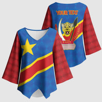 Africa DR of the Congo Personalized Kimono Sleeve Blouse Flag Style