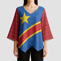 Africa DR of the Congo Personalized Kimono Sleeve Blouse Flag Style