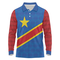 Democratic Republic of the Congo Personalized Long Sleeve Polo Shirt Flag Style - Wonder Print Shop