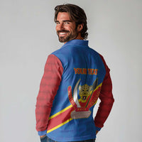 Democratic Republic of the Congo Personalized Long Sleeve Polo Shirt Flag Style - Wonder Print Shop