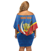 Democratic Republic of the Congo Personalized Off Shoulder Short Dress Flag Style - Wonder Print Shop