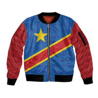 Democratic Republic of the Congo Personalized Sleeve Zip Bomber Jacket Flag Style - Wonder Print Shop