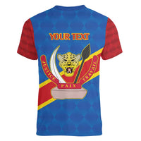 Democratic Republic of the Congo Personalized Women V-Neck T-Shirt Flag Style - Wonder Print Shop