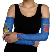 Africa DR Congo Football Custom Arm Sleeves Blue Leopard Skin Pattern