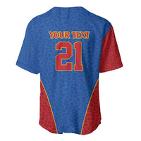 DR Congo Football Custom Baseball Jersey Blue Leopard Skin Pattern - Wonder Print Shop