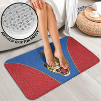 Africa DR Congo Football Custom Bathroom Set Blue Leopard Skin Pattern