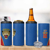 DR Congo Football Custom 4 in 1 Can Cooler Tumbler Blue Leopard Skin Pattern - Wonder Print Shop