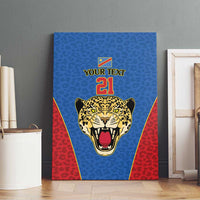 DR Congo Football Custom Canvas Wall Art Blue Leopard Skin Pattern - Wonder Print Shop