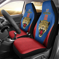 DR Congo Football Custom Car Seat Cover Blue Leopard Skin Pattern - Wonder Print Shop