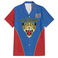 DR Congo Football Custom Family Matching Puletasi and Hawaiian Shirt Blue Leopard Skin Pattern - Wonder Print Shop