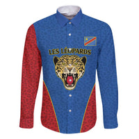 DR Congo Football Custom Family Matching Puletasi and Hawaiian Shirt Blue Leopard Skin Pattern - Wonder Print Shop