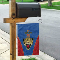 DR Congo Football Custom Garden Flag Blue Leopard Skin Pattern - Wonder Print Shop