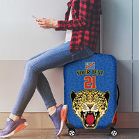 DR Congo Football Custom Luggage Cover Blue Leopard Skin Pattern - Wonder Print Shop