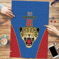 Africa DR Congo Football Custom Puzzle Blue Leopard Skin Pattern