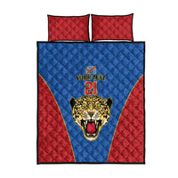 DR Congo Football Custom Quilt Bed Set Blue Leopard Skin Pattern - Wonder Print Shop