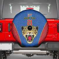 DR Congo Football Custom Spare Tire Cover Blue Leopard Skin Pattern - Wonder Print Shop